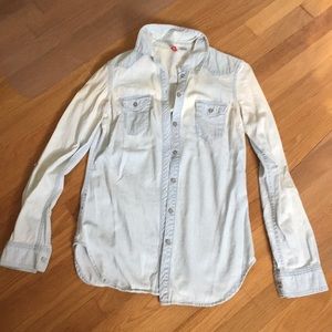 Faded denim long sleeve shirt